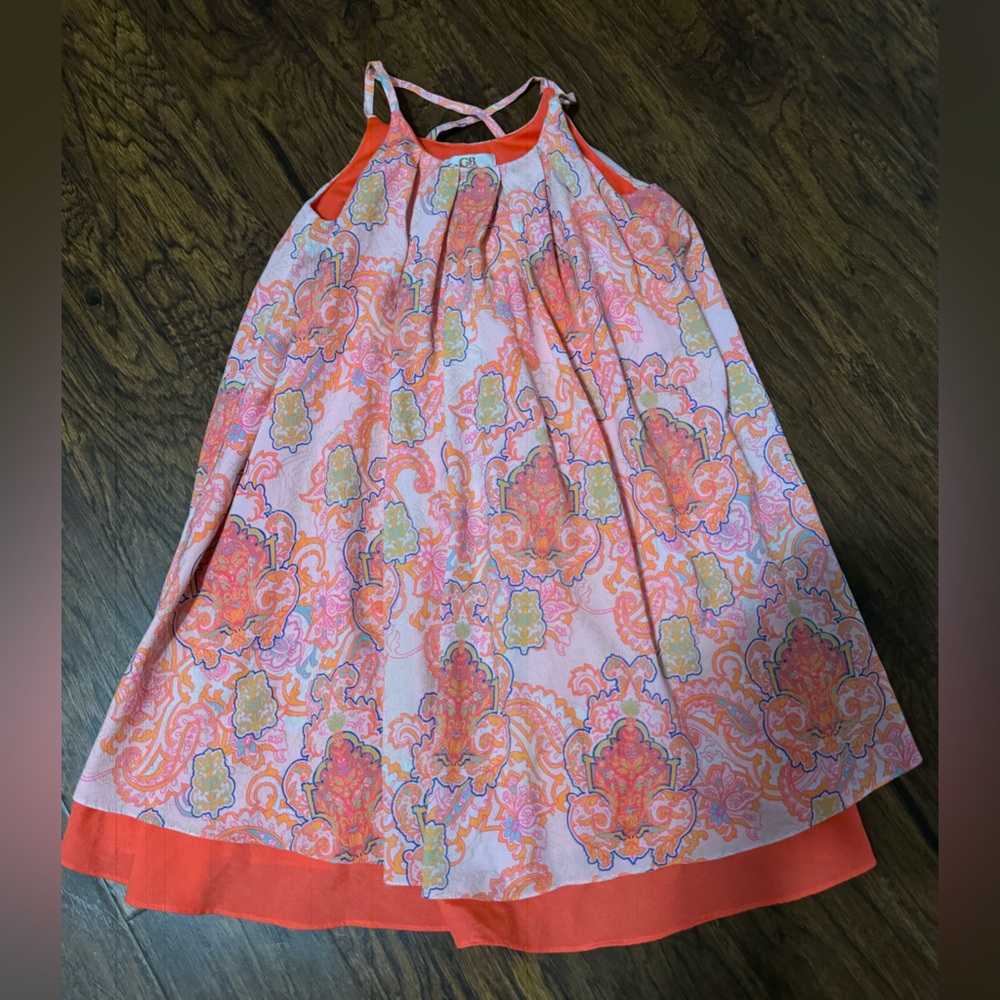 GB Girls Orange and Pink Patterned Dress